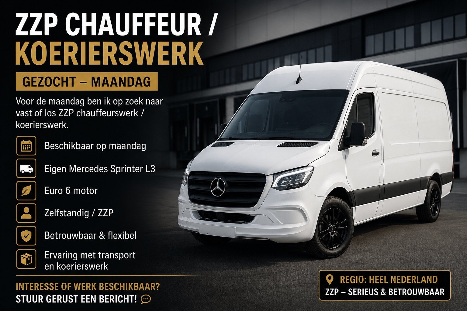 ZZP WERK GEZOCHT OP MAANDAG, Vacatures, Vacatures | Chauffeurs