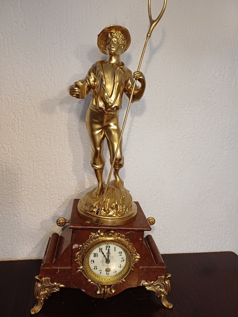 Antieke marmeren pendule met slinger, Ophalen