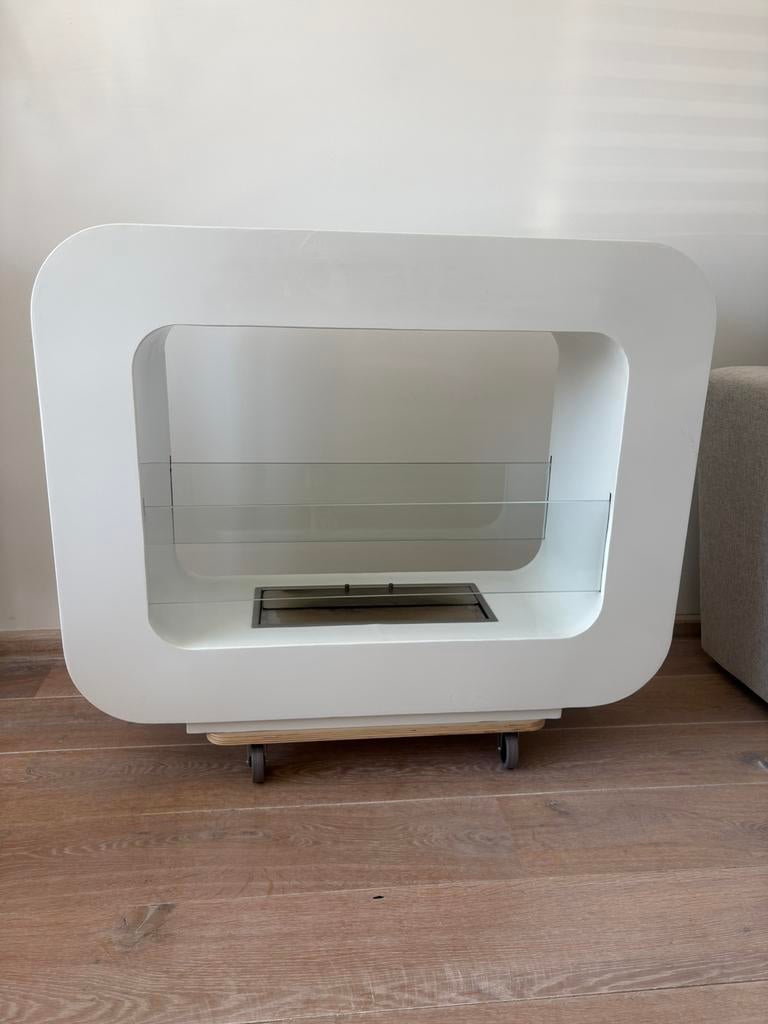 Design Bio-Ethanol Haard, Huis en Inrichting, Ophalen, Zo goed als nieuw, Wit, Metaal