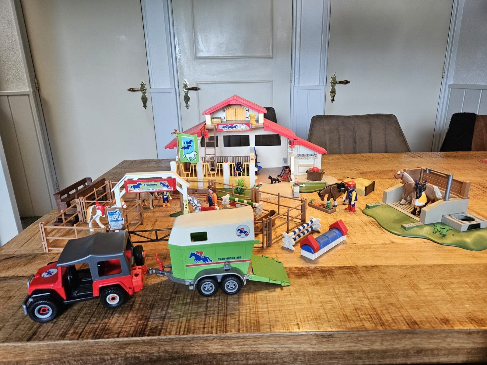 Playmobil Paardenmanege met Jeep en Trailer, Ophalen, Gebruikt, Gebouw, Complete set