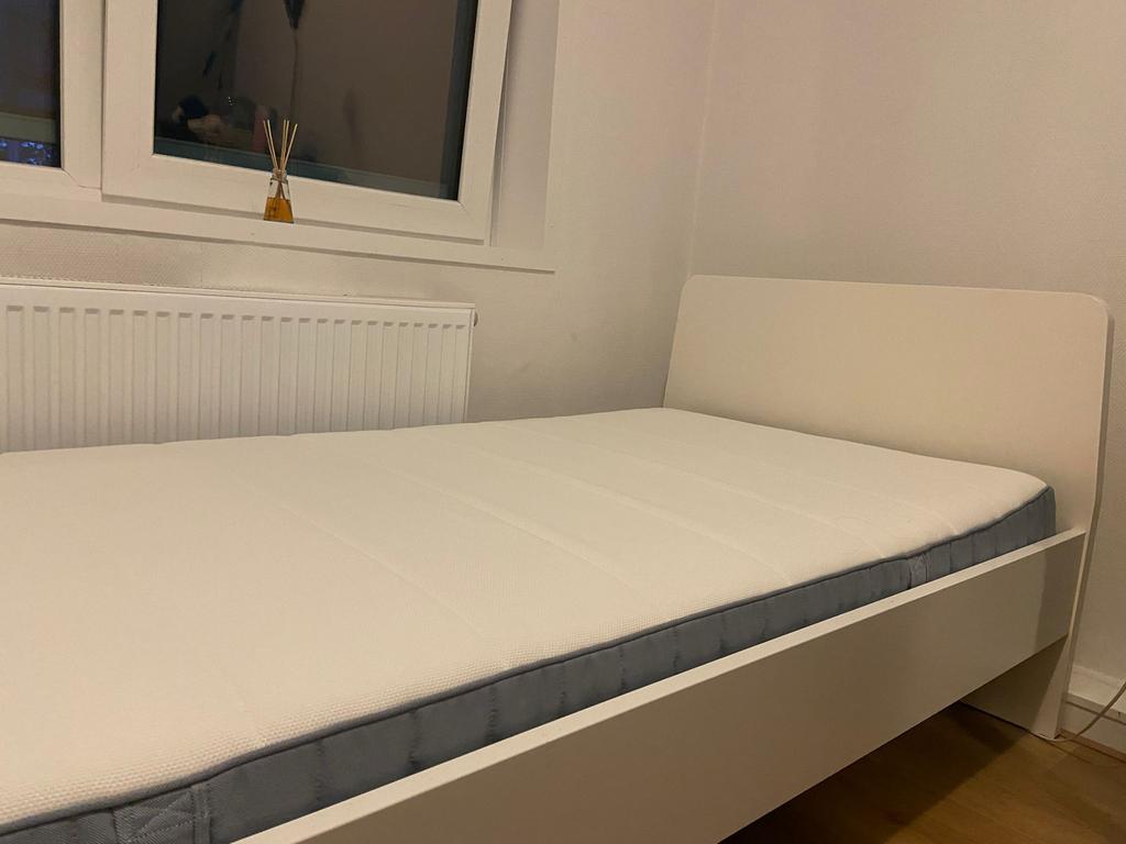 Twin bed malm 90X200, Ophalen, 90 cm, Eenpersoons, Wit
