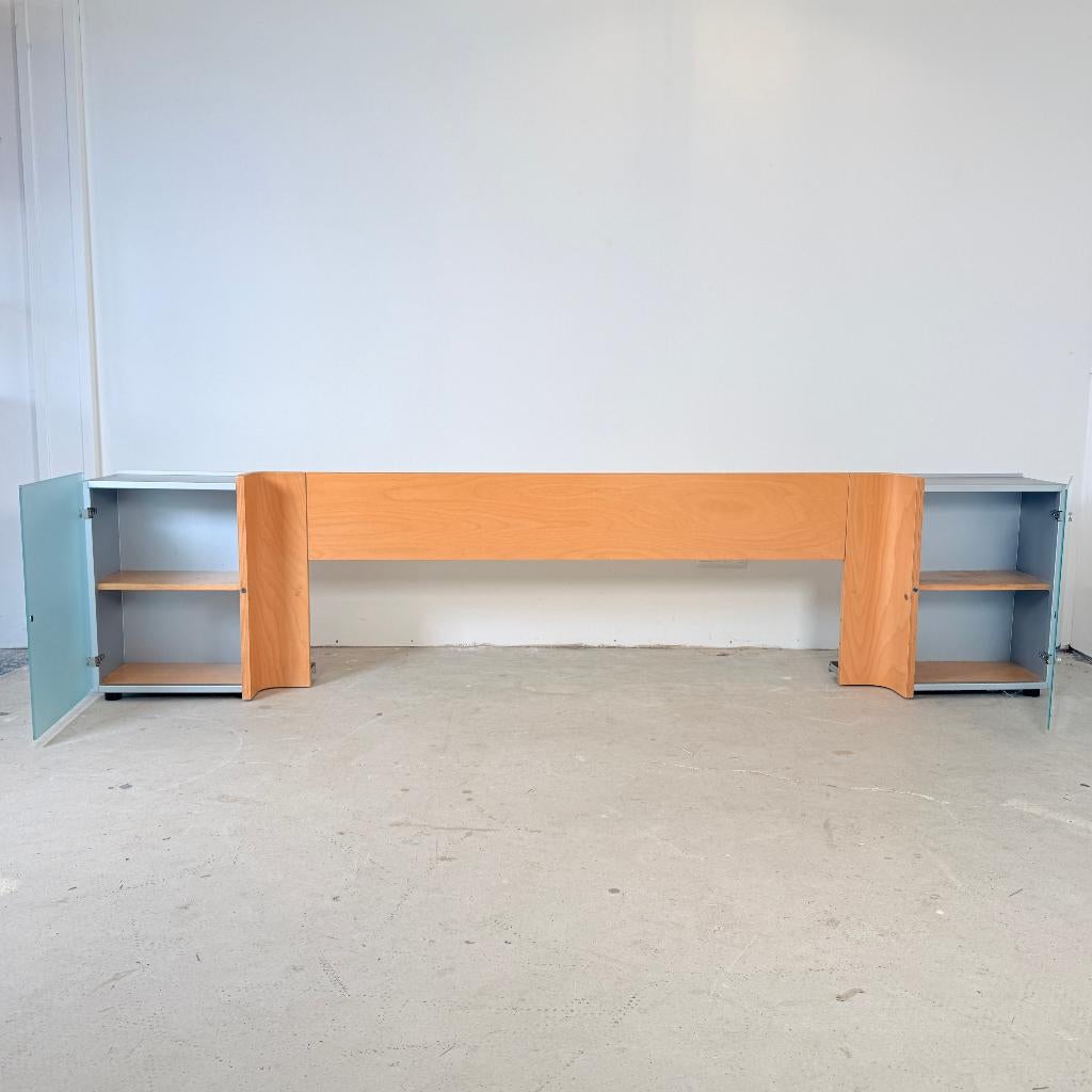 Auping Auronde achterwand/ hoofdbord met nachtkastjes, Ophalen, Gebruikt, Tweepersoons, 160 cm