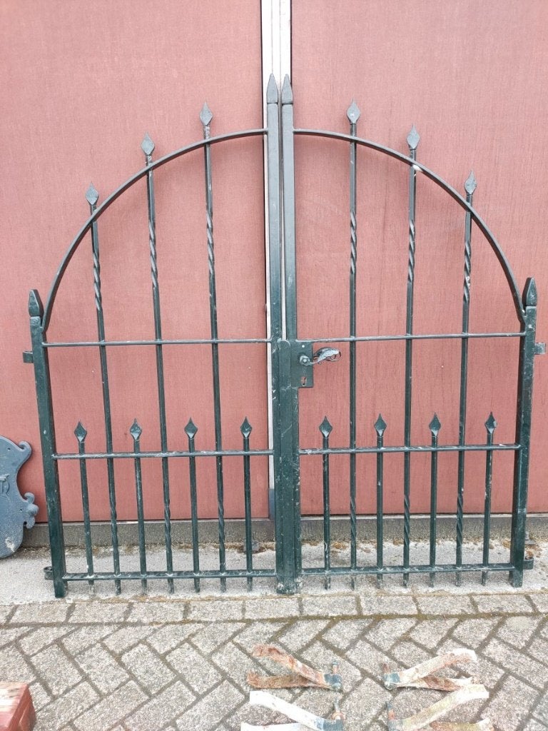 dubbele draaipoort, smeedijzeren sierpoort, doorgang 177cm, Tuin en Terras, Ophalen, Gebruikt, Smeedijzer, Draaipoort
