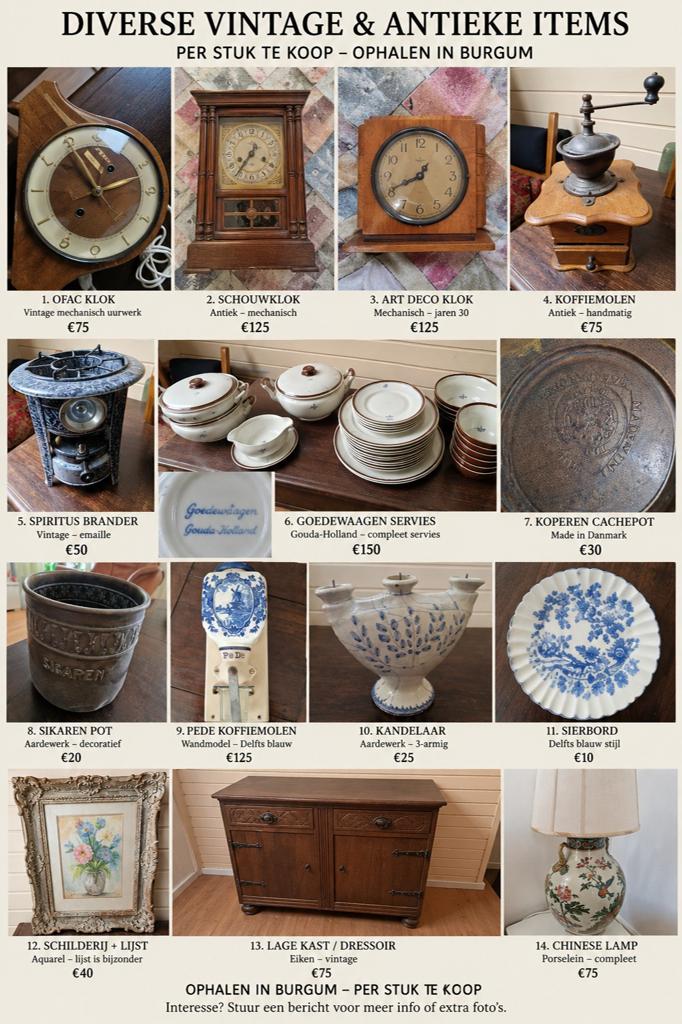 Grote partij vintage / antieke spullen – per stuk te koop –, Antiek en Kunst, Antiek | Keramiek en Aardewerk, Ophalen of Verzenden
