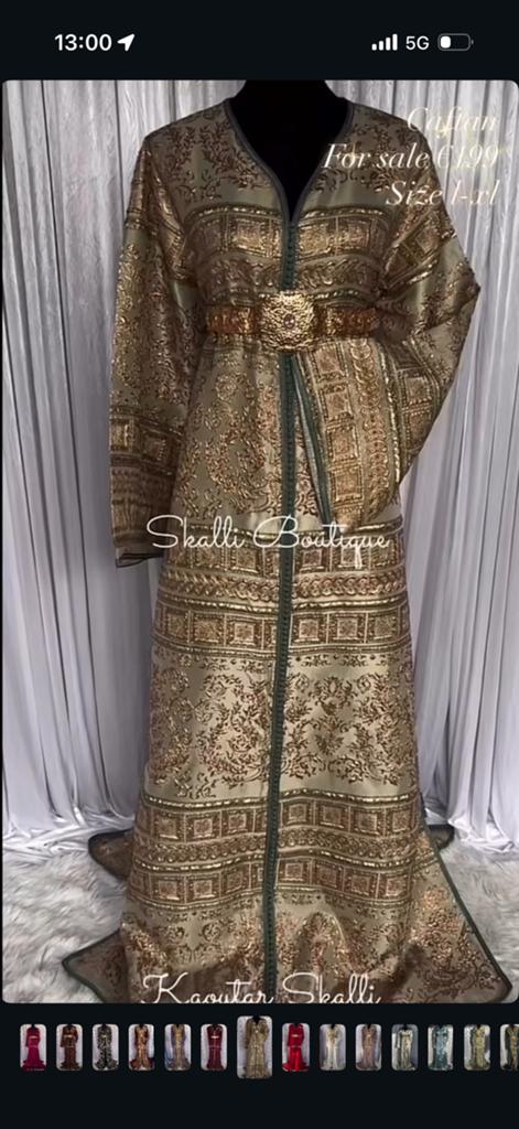 Caftan brokaat l-xl groen, Kleding | Dames, Gelegenheidskleding, Overige typen, Maat 46/48 (XL) of groter, Ophalen of Verzenden