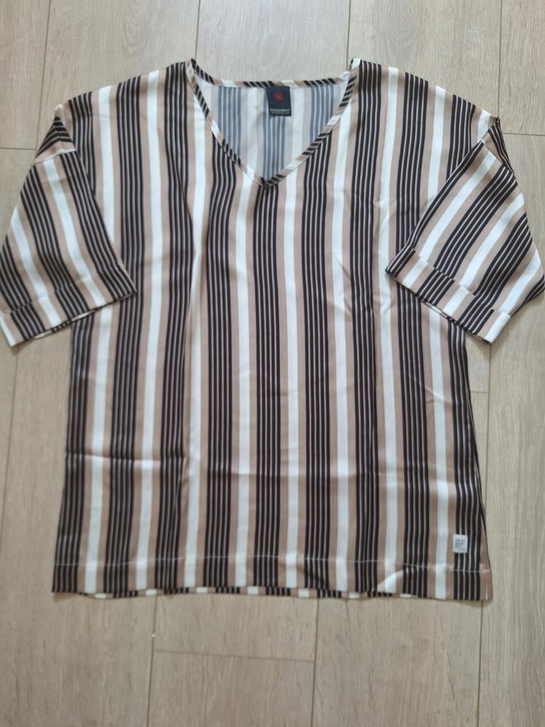 Penn & Ink N.Y. gestreept maat M, Maat 38/40 (M), Beige, Zo goed als nieuw, Korte mouw