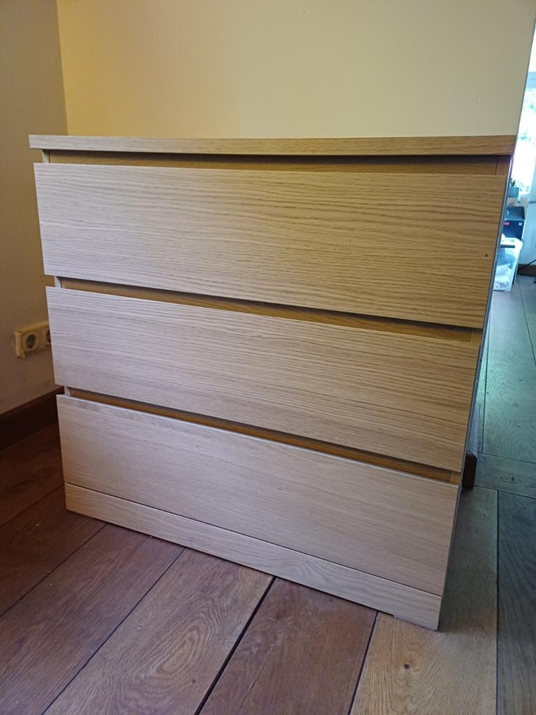 Malm ladekast, Huis en Inrichting, Kasten | Ladekasten, Ophalen, 50 tot 100 cm, Zo goed als nieuw, 3 of 4 laden