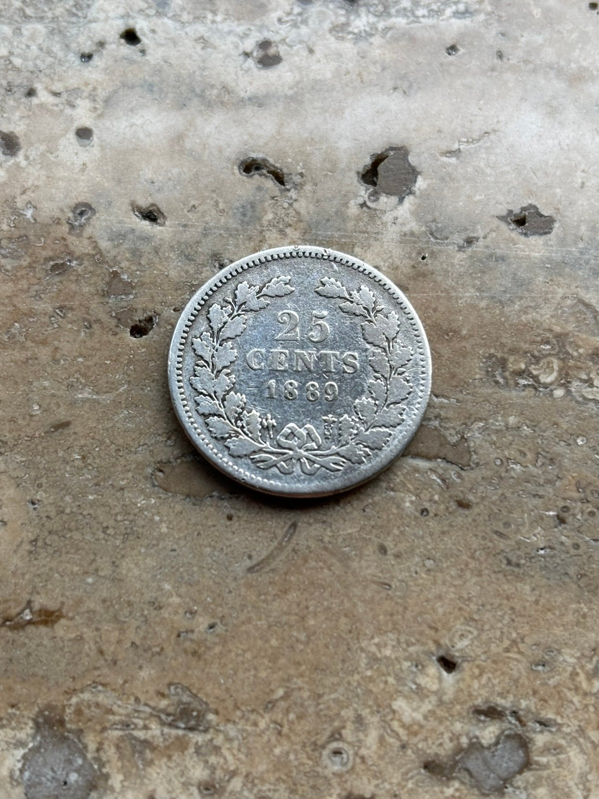 25 cent 1889 Willem III, mooie kwaliteit, zeldzaam, Postzegels en Munten, Munten | Nederland, Koning Willem III, Zilver, 25 cent