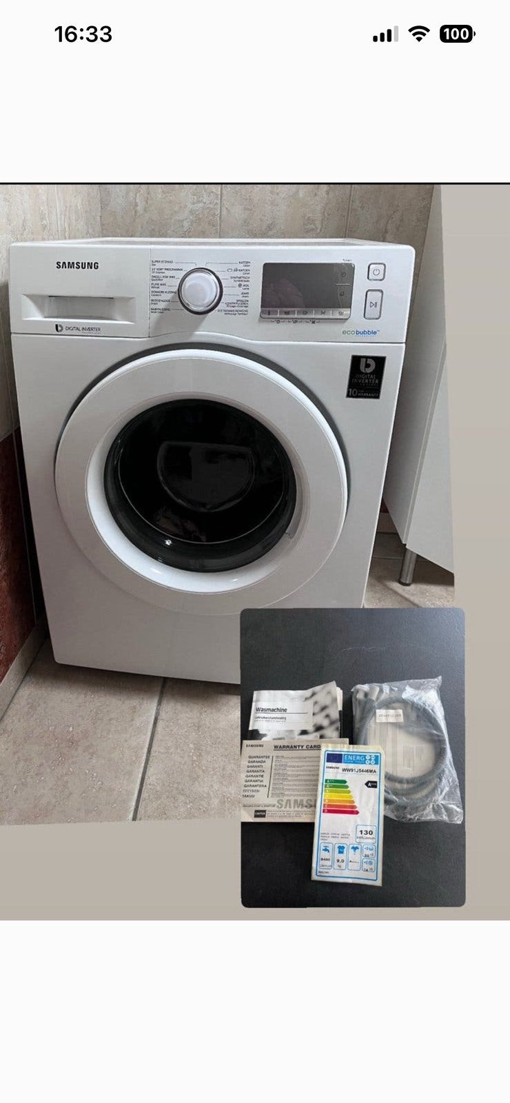 Wasmachine 9 kilo A+++ inclusief garantie, Ophalen of Verzenden, Zo goed als nieuw, 85 tot 90 cm, 1200 tot 1600 toeren
