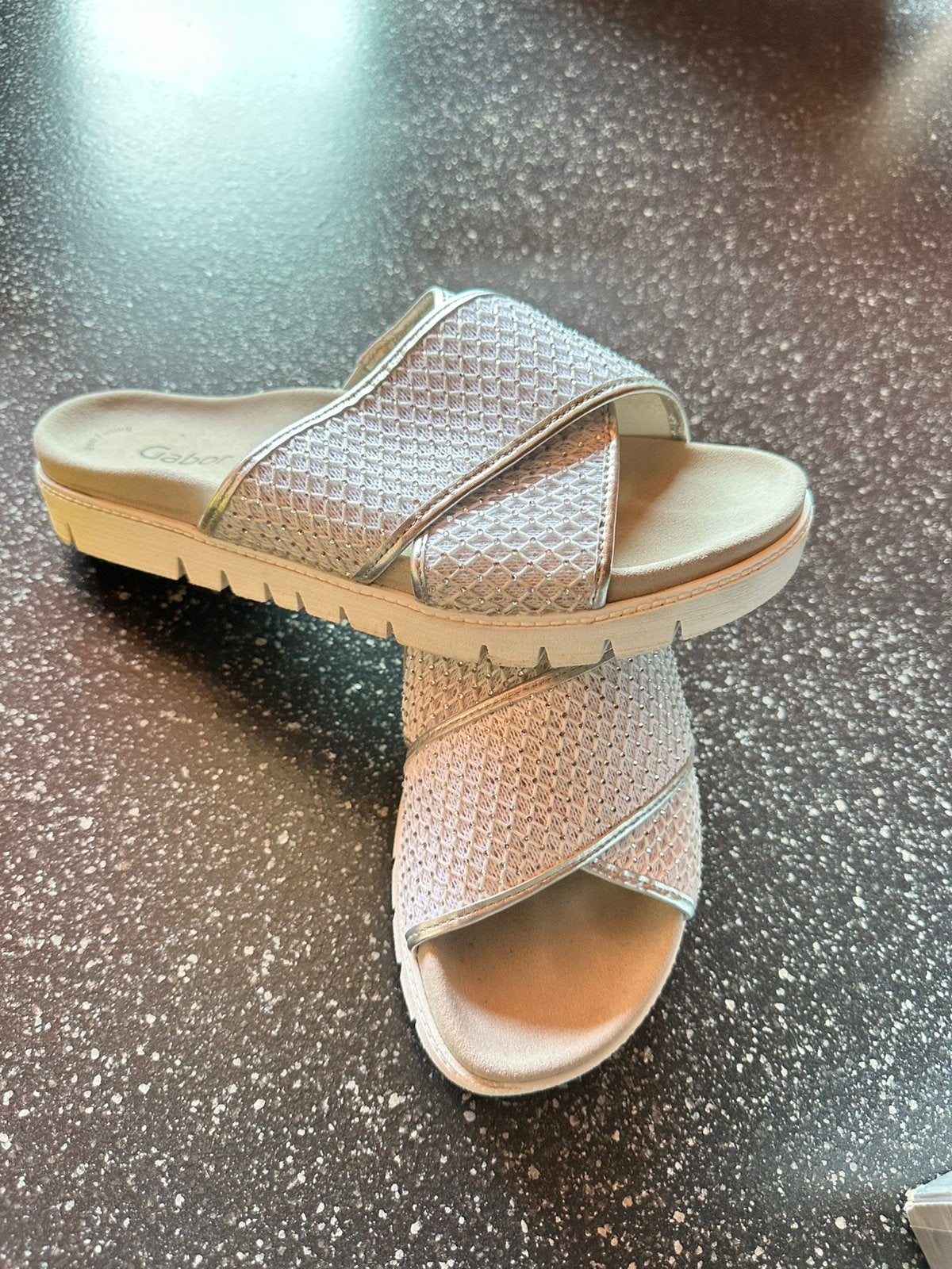 Gabor slippers wit zilver maat 41 brede voet izgs, Ophalen of Verzenden, Wit