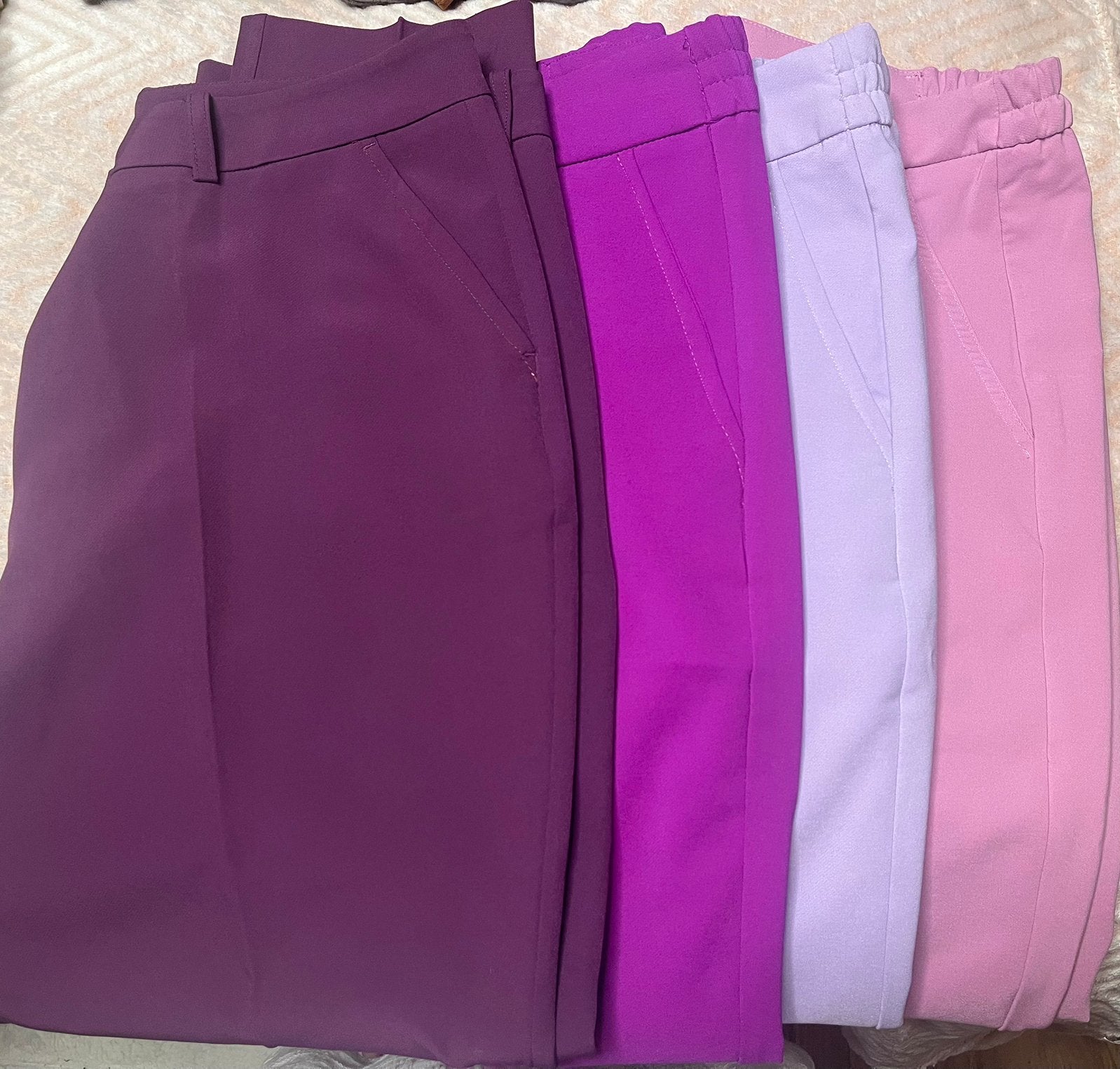 4 lange zomerbroeken 7,50, Kleding | Dames, Ophalen, Zo goed als nieuw, Maat 42/44 (L), Roze