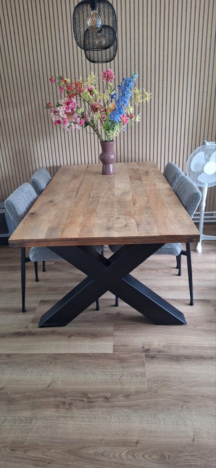 Mangohouten eettafel, Zo goed als nieuw, Vijf personen of meer, 150 tot 200 cm, Rechthoekig