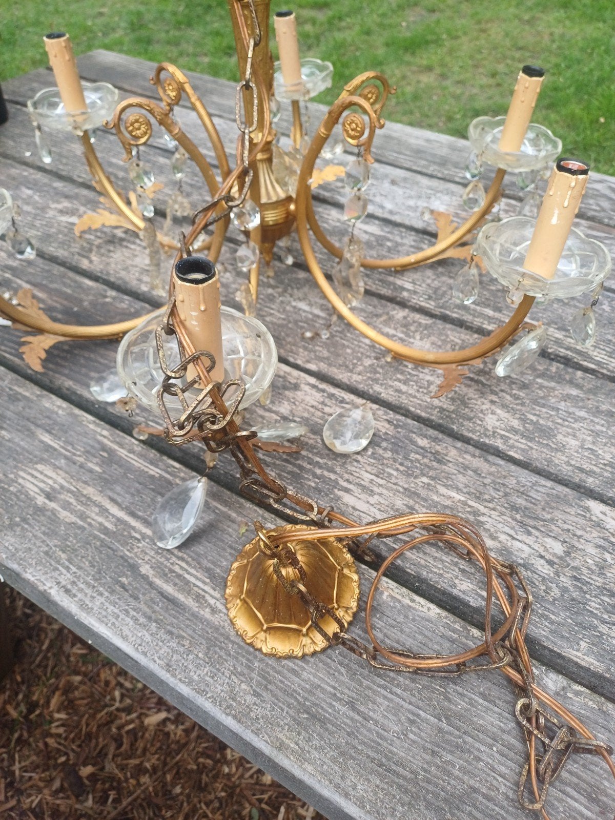 Antieke vintage kroonluchter, Ophalen, Gebruikt