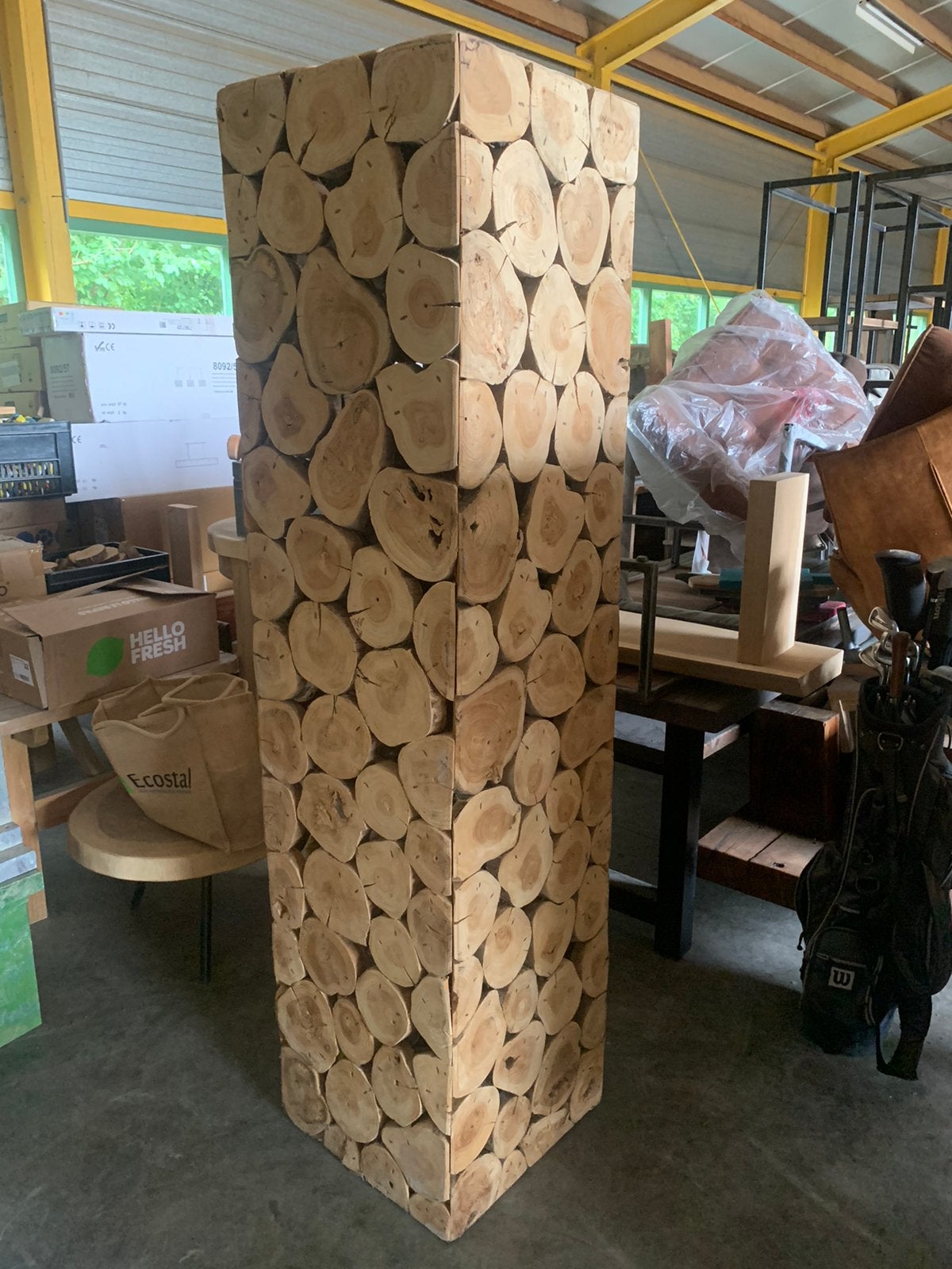 Grote unieke houten zuil / pilaar 200 cm hoog, Ophalen, Koopmans HH, Hofstede 1 Lienden, Nieuw
