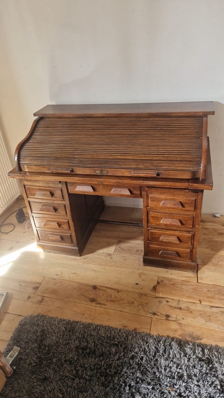 Foto 4 van Antiek Roltop Bureau Eikenhout - Engels, ca. 1850