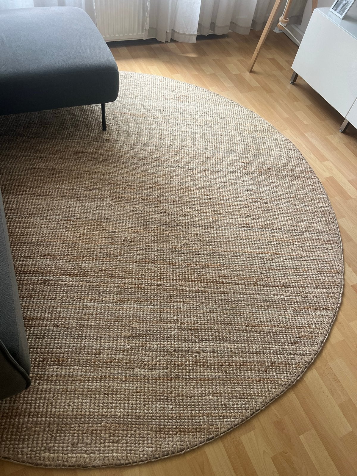 Groot Rond Jute Vloerkleed diameter 225cm, Huis en Inrichting, Stoffering | Tapijten en Kleden, Ophalen, Gebruikt, Beige, Rond