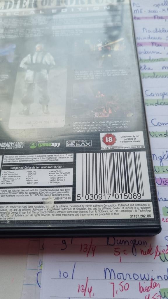 Pc cd rom soldier of fortune, 1 speler, Verzenden, Zo goed als nieuw, Vanaf 18 jaar
