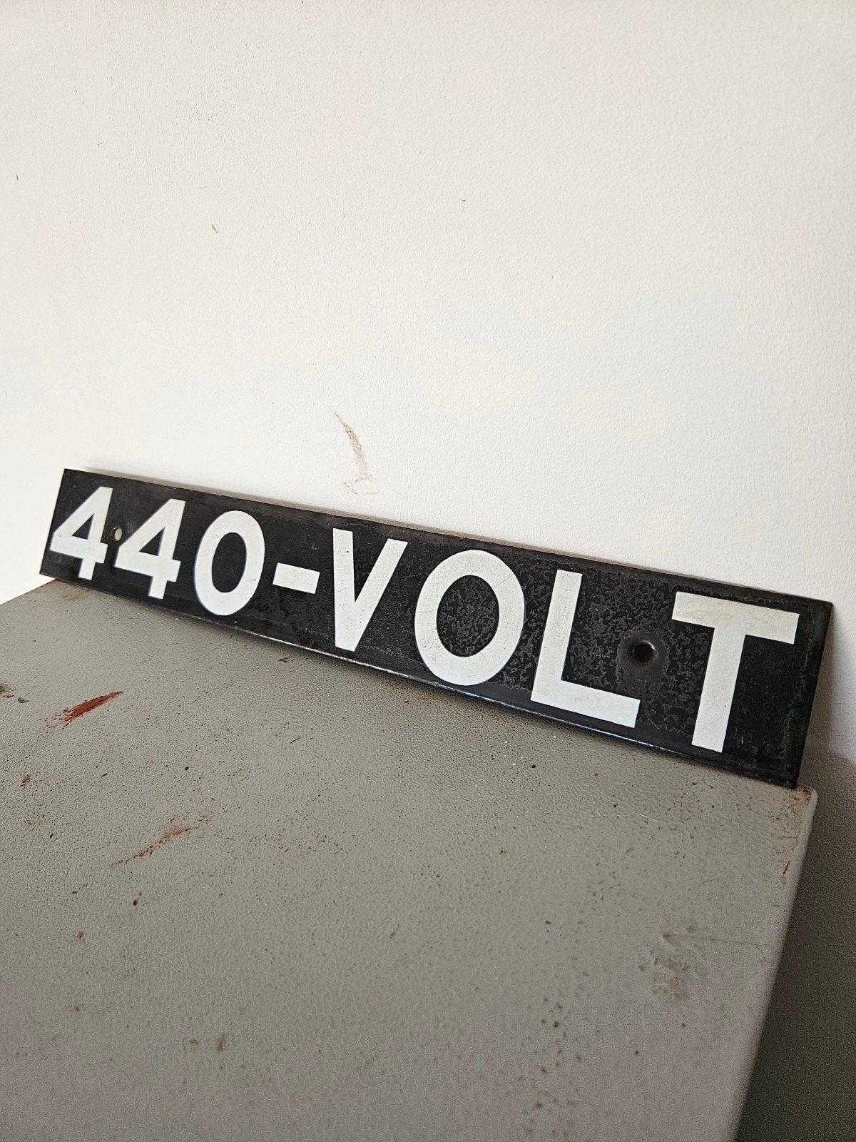 Vintage Emaille 440-Volt Bordje - Industrieel Decor, Ophalen of Verzenden
