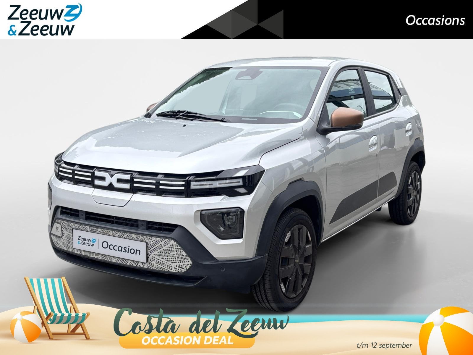 Dacia Spring Extreme 65 26.8 kWh AUTOMAAT NAVI AIRCO CAMERA, Auto's, 12 maanden, Gebruikt, 4 stoelen, Leder en Stof