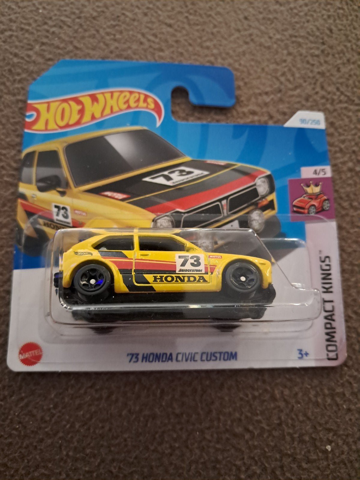 Hot Wheels 73 Honda Civic Custom geel nieuw in verpakking, Ophalen of Verzenden, Nieuw, Auto
