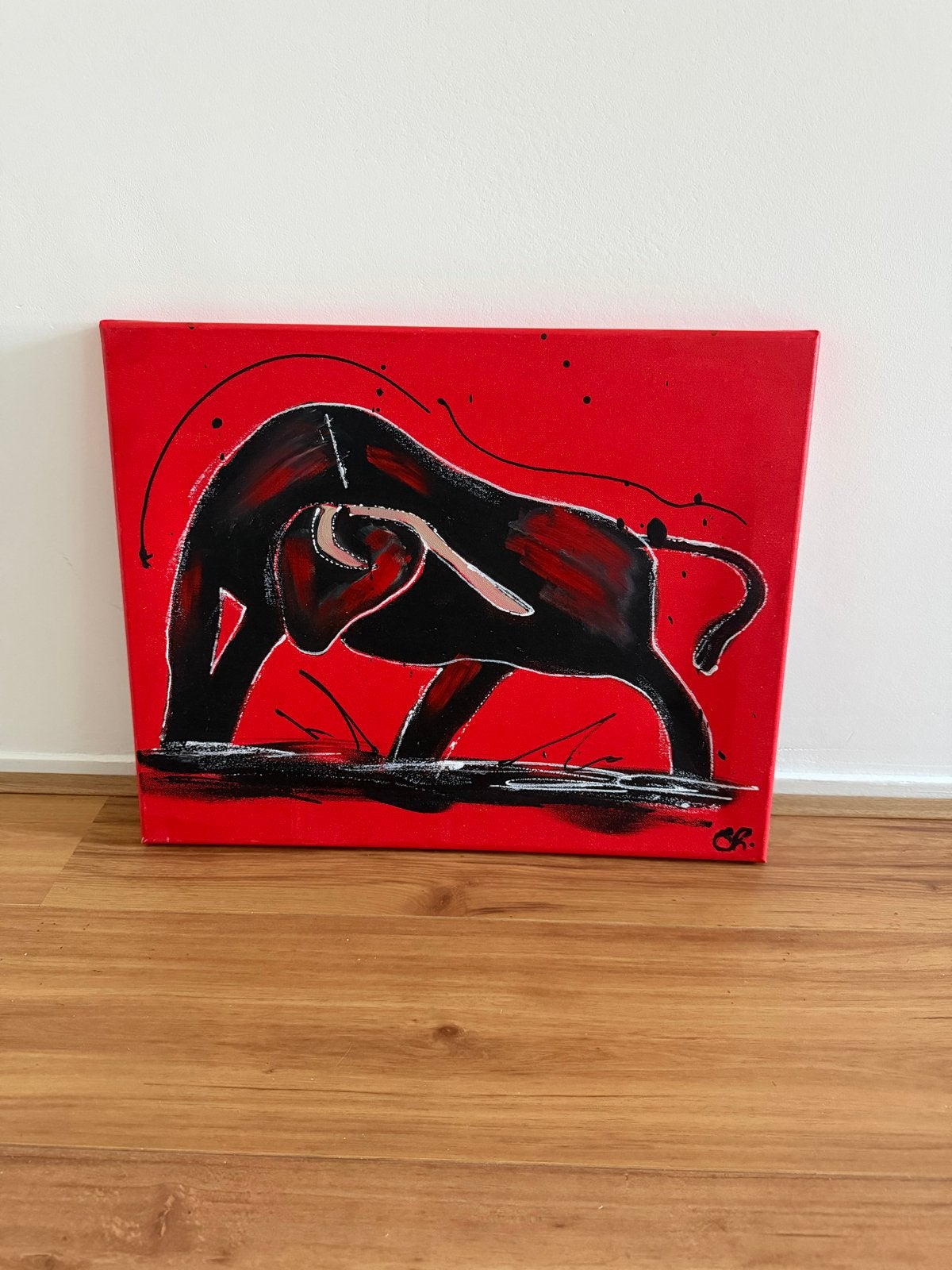 Modern Schilderij 'El Toro' van C.M. Leushuis met Certificaa, Antiek en Kunst, Kunst | Schilderijen | Modern, Ophalen of Verzenden