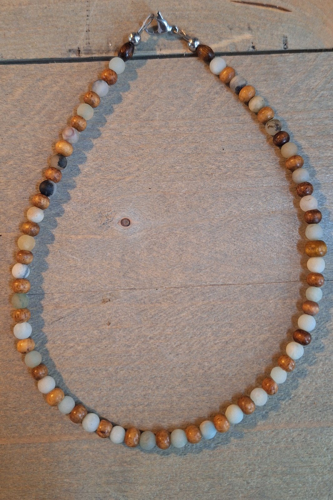 Handgemaakte RVS Kralenketting met Houten en Steen Kralen, Ophalen, Nieuw, Overige kleuren, Overige materialen