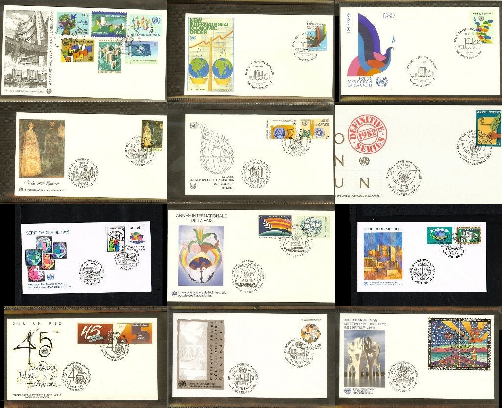 58x FDC's VN/UNO Wenen - Geneve - New York [VN002], Postzegels en Munten, Ophalen of Verzenden, Europa
