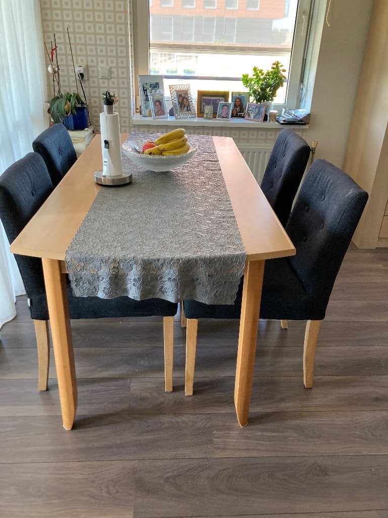 Eettafel met stoelen, Ophalen, Gebruikt, 50 tot 100 cm, 150 tot 200 cm