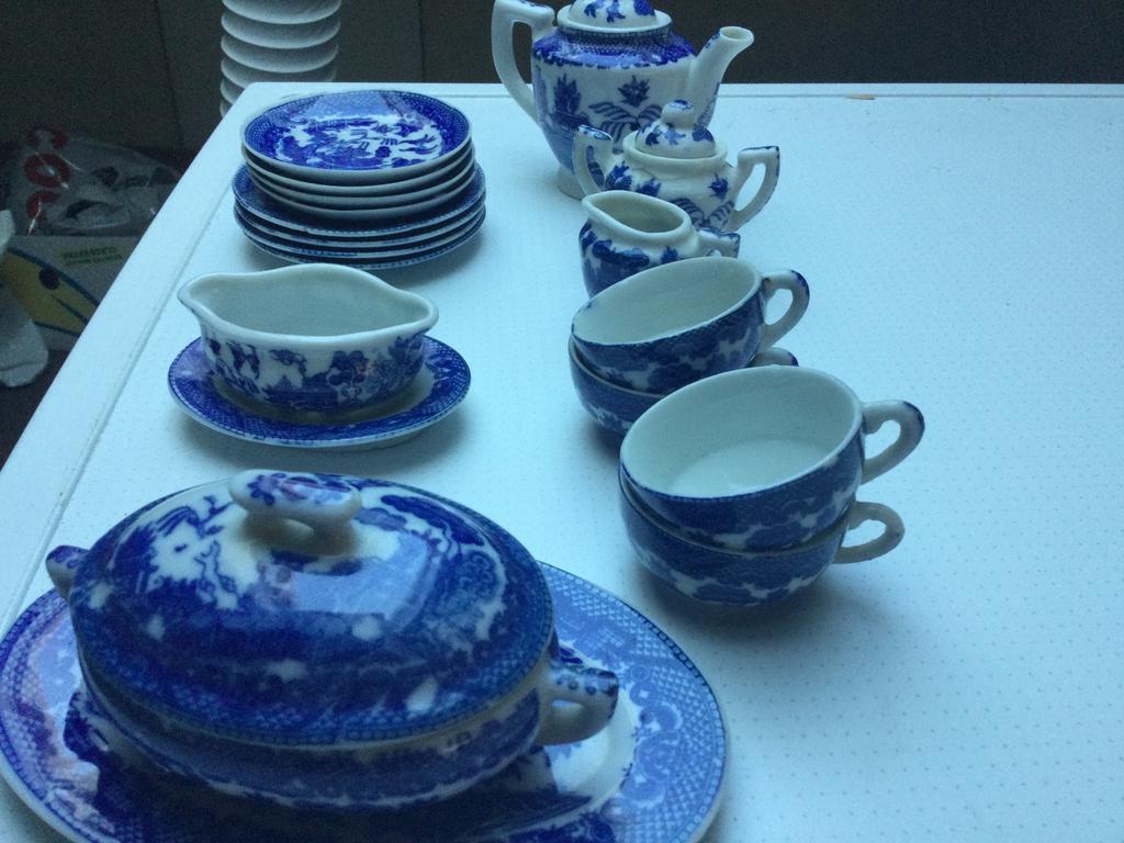 Kinder service van blauw porselein, Ophalen of Verzenden