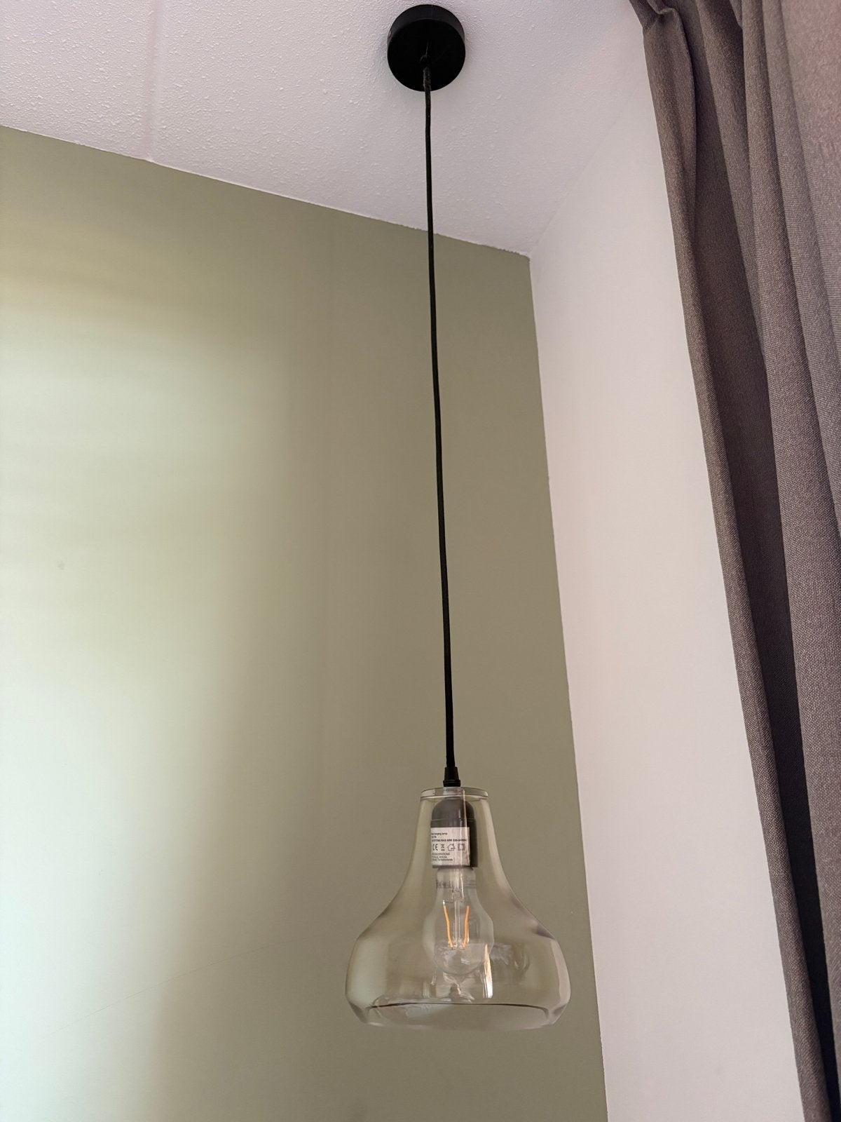 Glazen hanglamp met E27 fitting, Ophalen, Zo goed als nieuw, Glas, E27 (groot)
