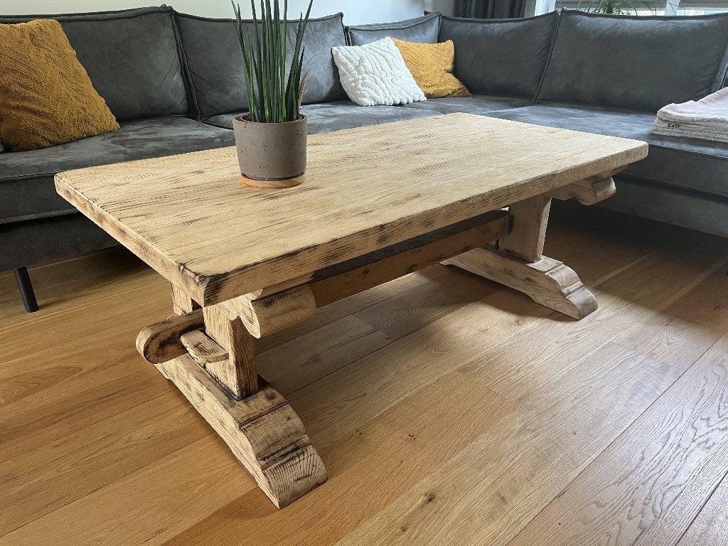 Salontafel - Massief hout, Ophalen, Gebruikt, 100 tot 150 cm, Eikenhout