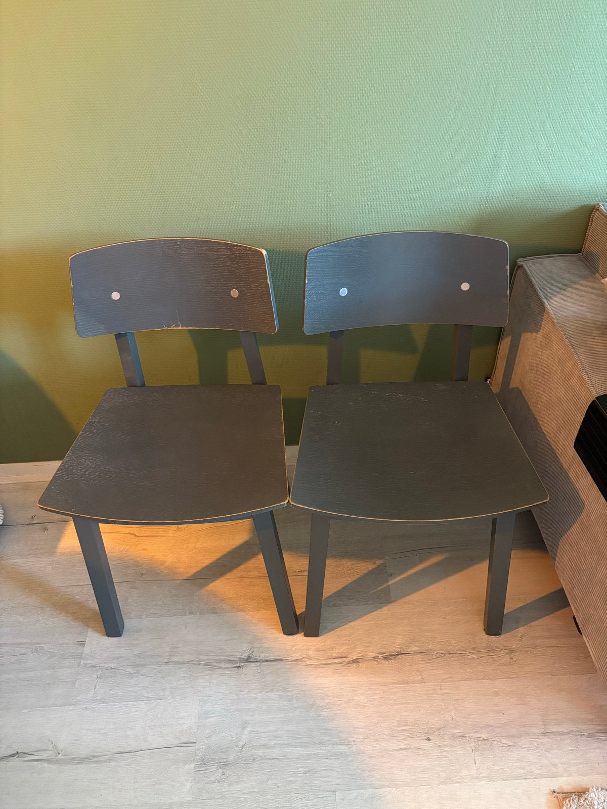 2 Grijze IKEA Sigurd houten stoelen, Ophalen, Gebruikt, Twee, Grijs