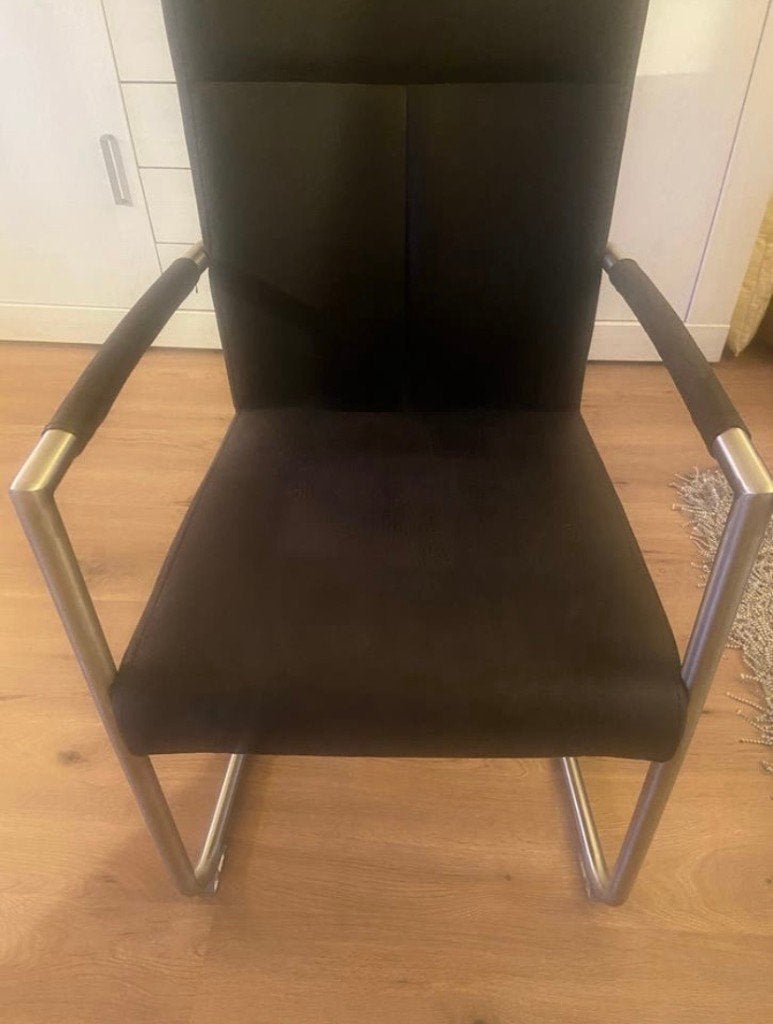 4 Moderne Eetkamerstoelen, Huis en Inrichting, Stoelen, Ophalen, Gebruikt, Bruin, Modern