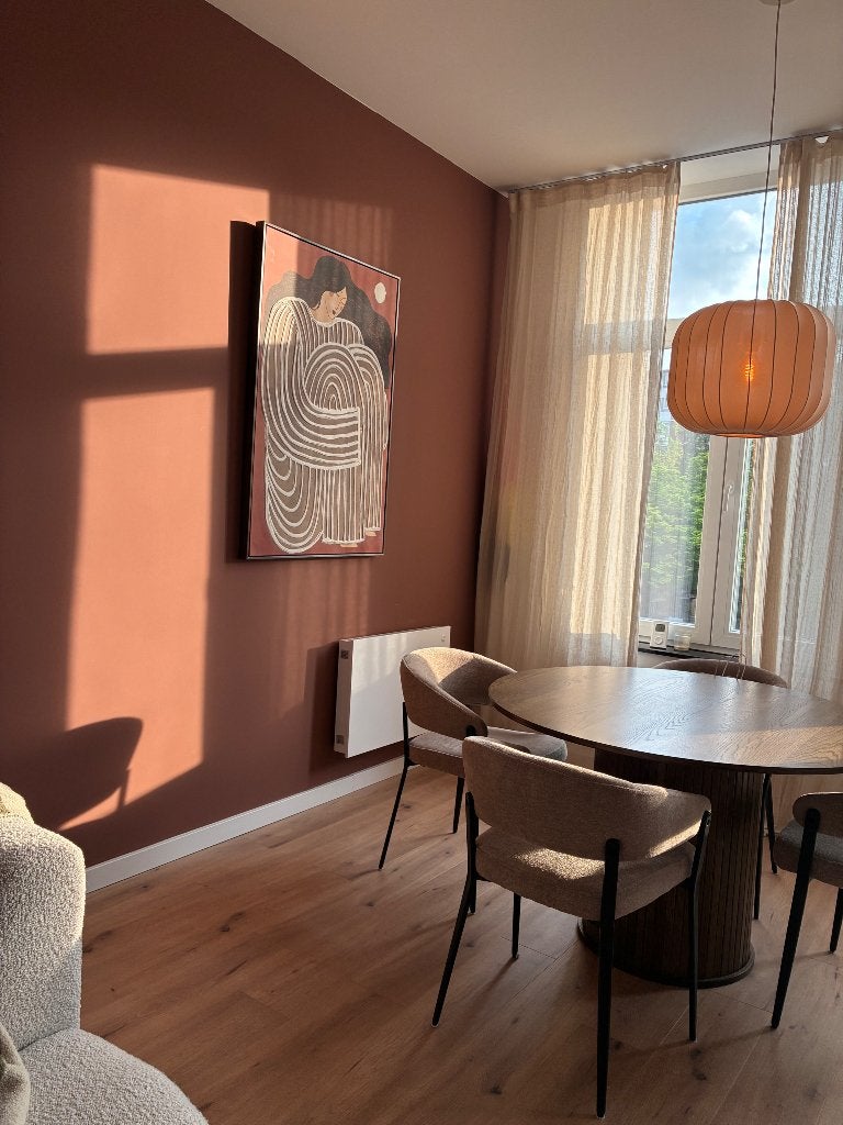 Eetset met ronde tafel en stoelen, Ophalen, Zo goed als nieuw, 4 tot 6 stoelen