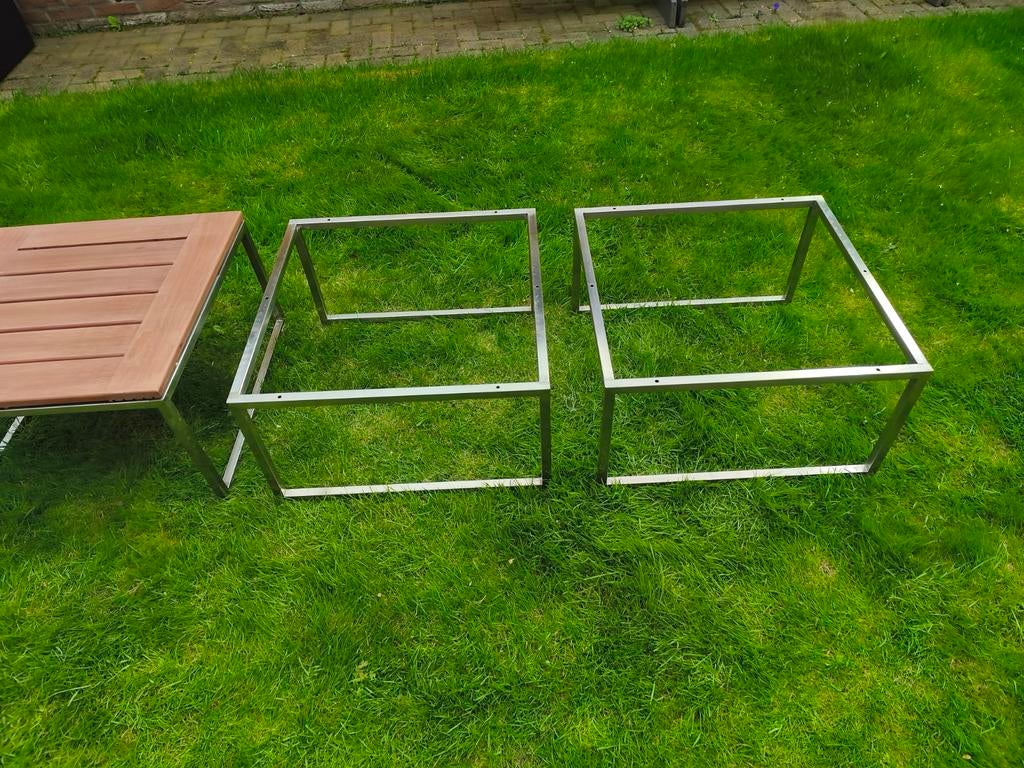 RVS onderstel terras of loungetafeltje, Ophalen, Nieuw, Rechthoekig, Metaal