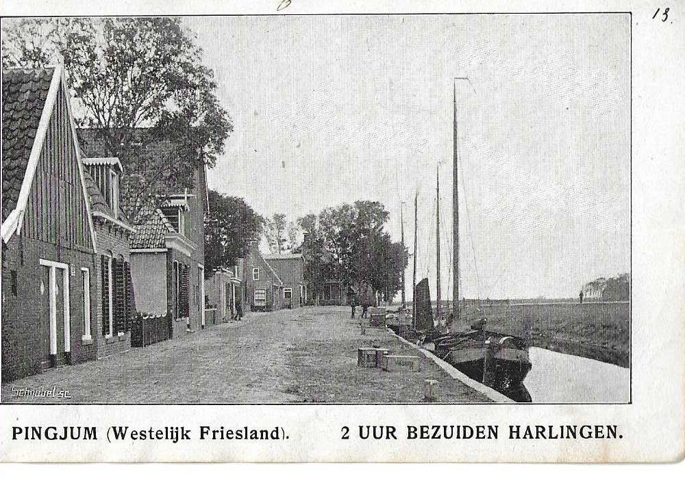 pingjum  sudwest friesland  sign. schnabel sc   1890, Verzamelen, Foto's en Prenten, Verzenden, Zo goed als nieuw, Voor 1940, Prent