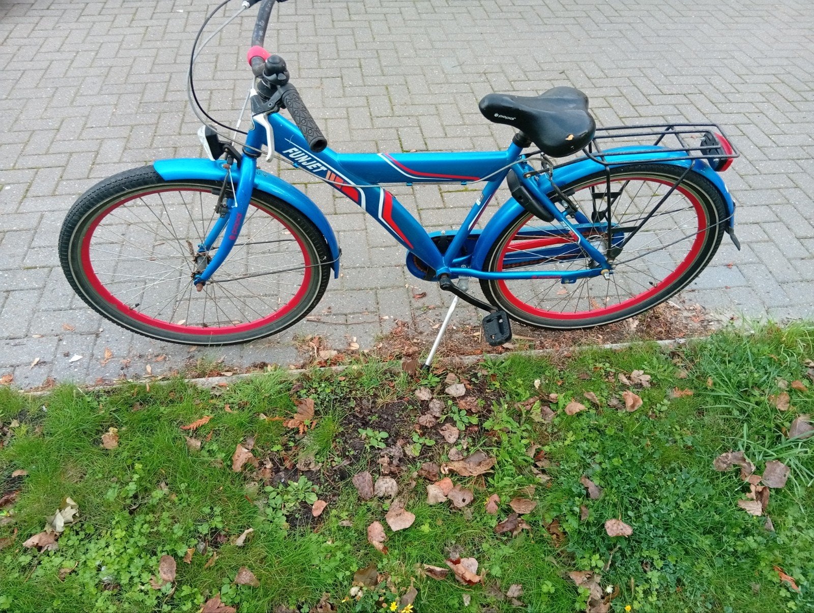 stoere blauw jongensfiets te koop 26 inch, 26 inch of meer, Terugtraprem, Gebruikt, Ophalen of Verzenden