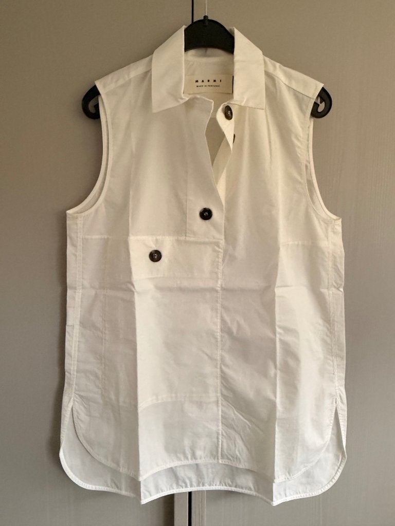 marni crisp cotton sleeveless top tuniek | it40, Kleding | Dames, Verzenden, Nieuw, Maat 36 (S), Wit