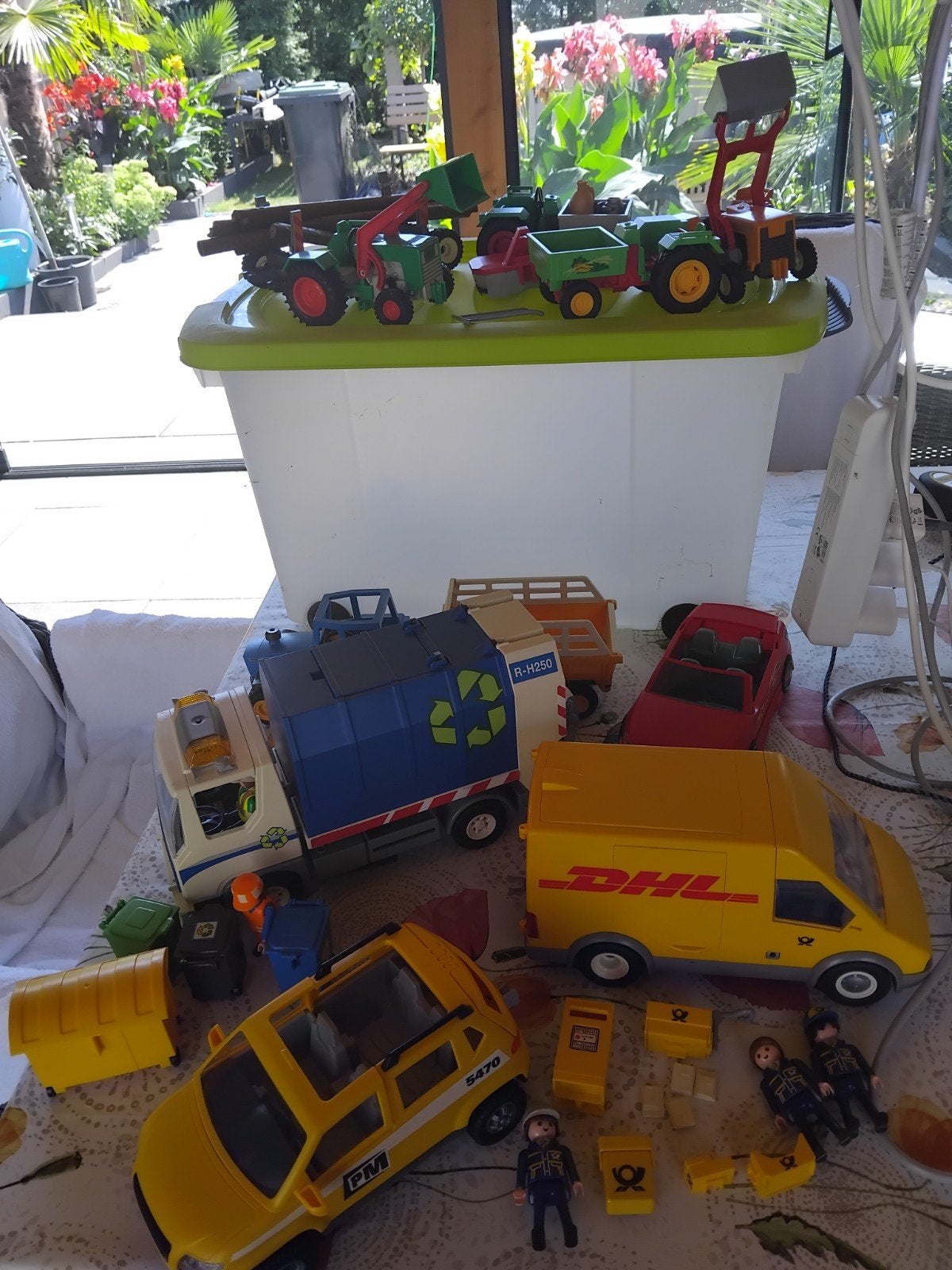 Grote Playmobil set: tractors, vuilniswagen, DHL bus en meer, Ophalen of Verzenden, Gebruikt