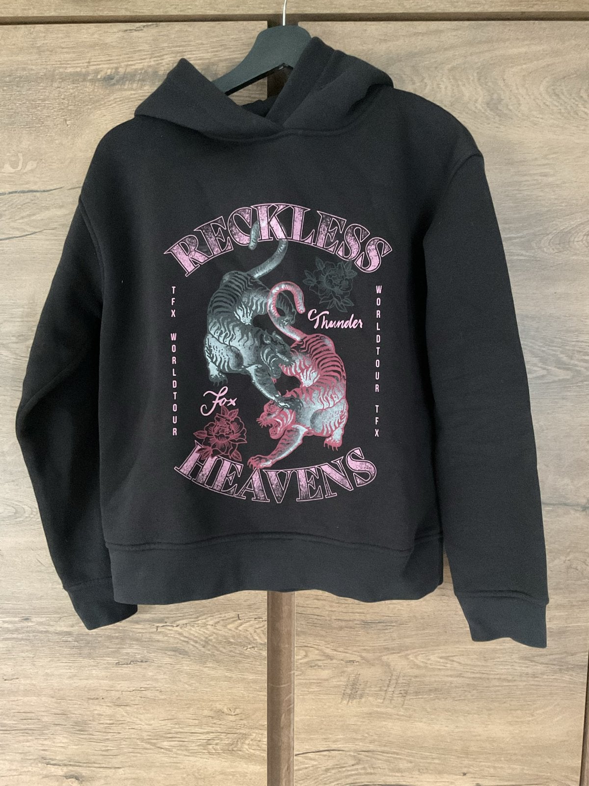 Thunder Fox "Reckless Heavens" hoodie met tijgerprint, Kleding | Dames, Verzenden, Zo goed als nieuw, Maat 36 (S), Zwart