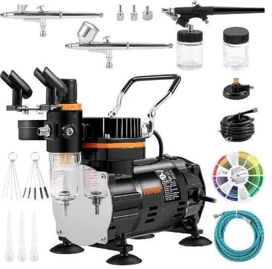 Airbrush Set Met Compressor - 120W - Verfpistool - Draagbaar, Corvance B.V., Verzenden, Nieuw, Corvancebol@gmail.com