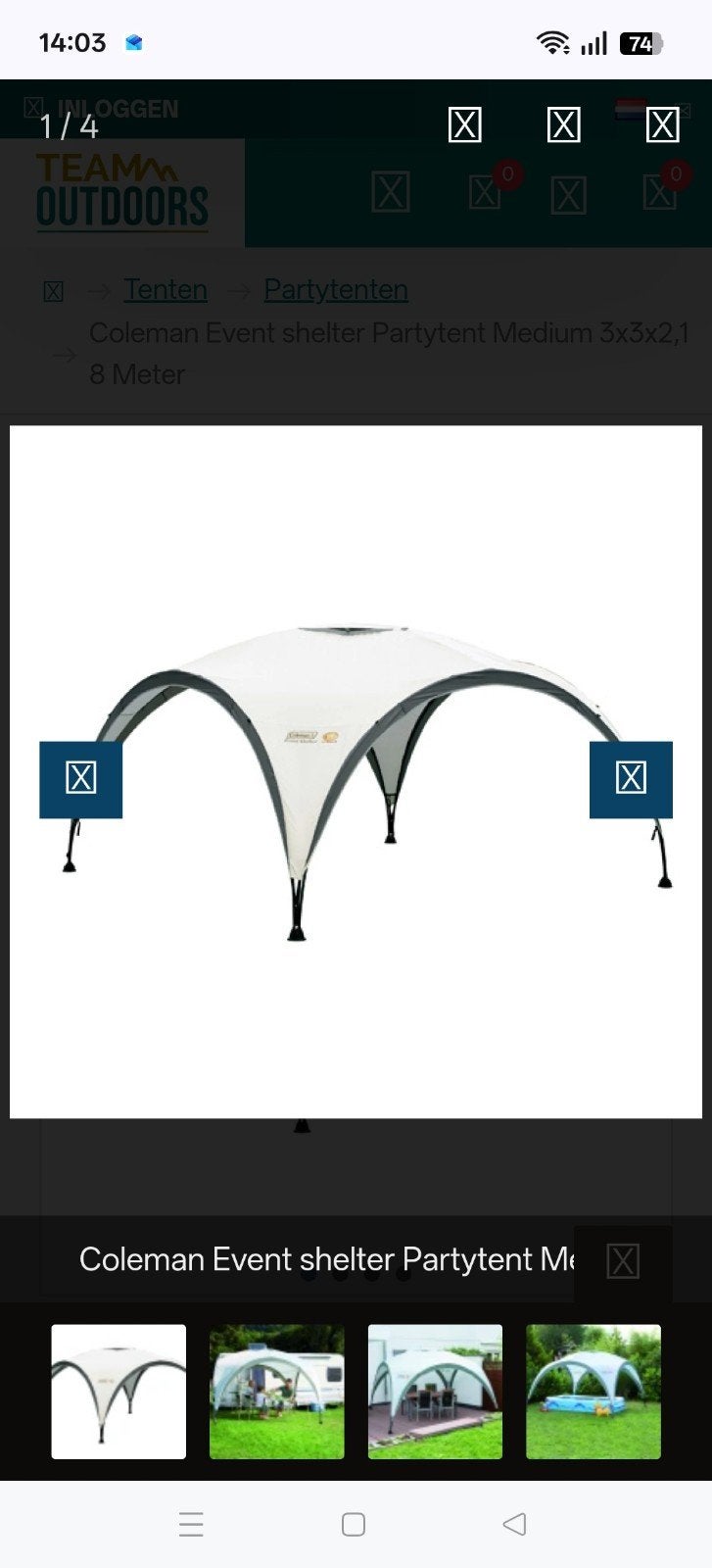 Coleman Event Shelter M 3x3m Partytent met zijwanden, Ophalen, Zo goed als nieuw