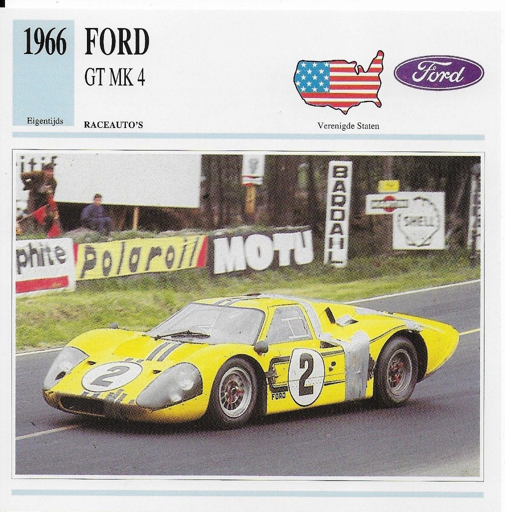 Autokaart ma726 ford gt mk 4 ( 1966 ), Ophalen of Verzenden, Zo goed als nieuw, Auto's