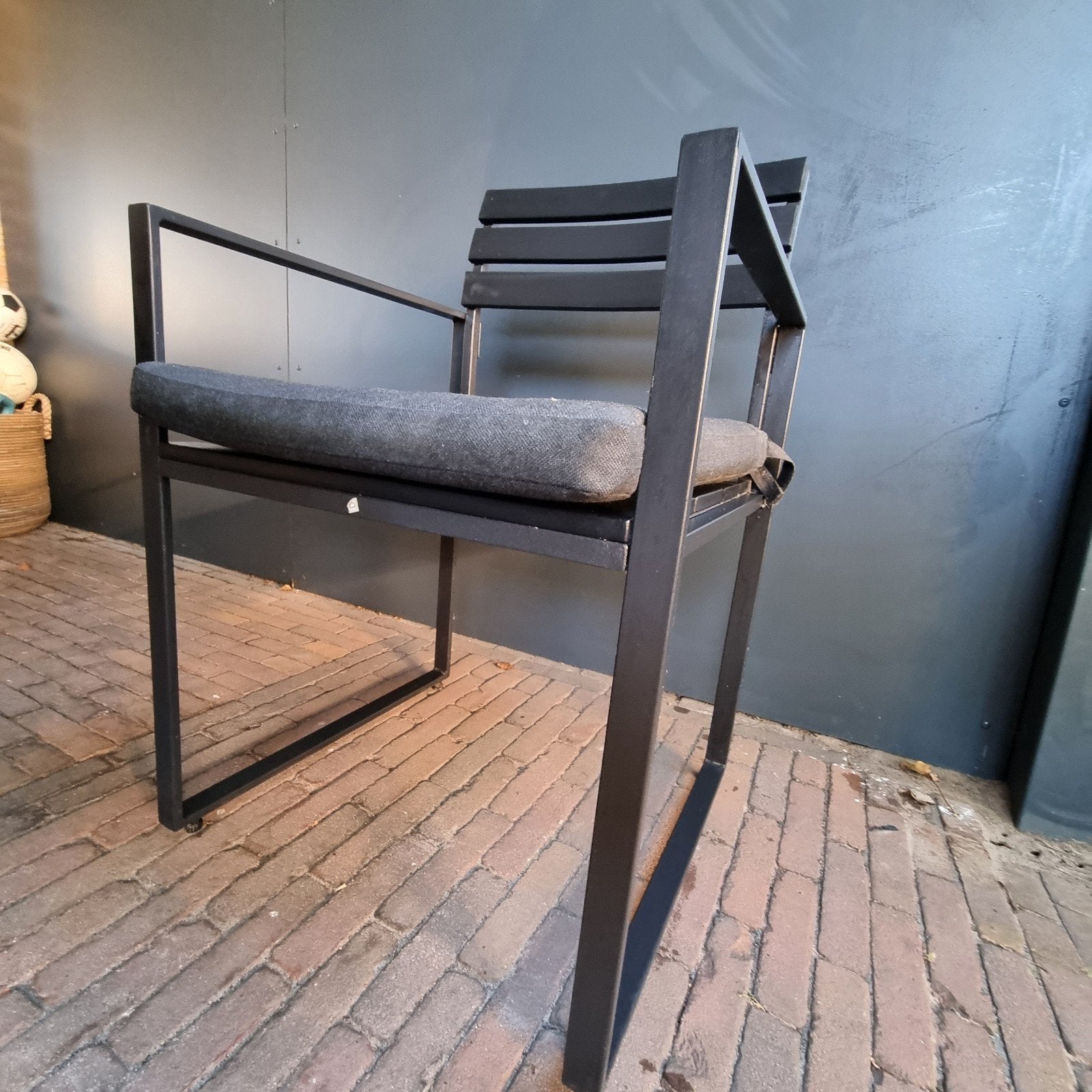 Zes tuinstoelen met kussens metaal/hout, Tuin en Terras, Tuinstoelen, Ophalen, Gebruikt, Metaal