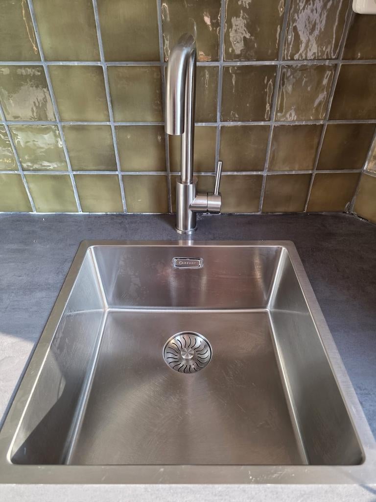 Kraan en spoelbak mat chroom, Ophalen of Verzenden