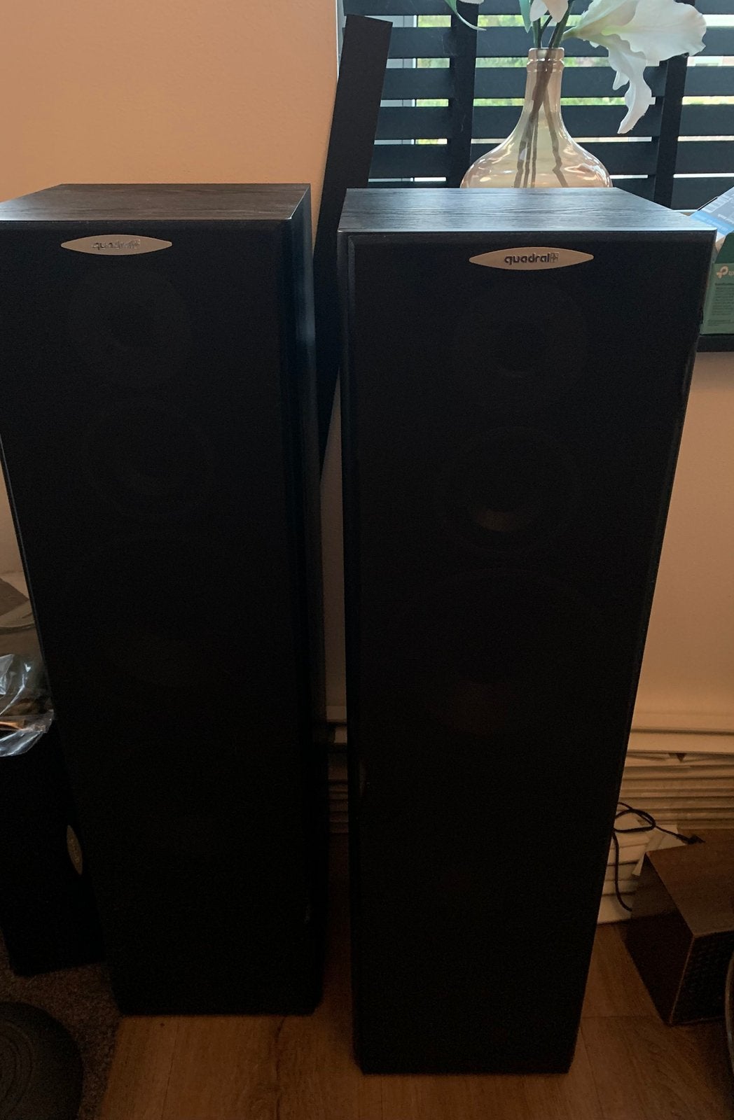 Quadral speaker zuilen, Vloerstaande luidspreker, Gebruikt, 120 tot 150 watt, Ophalen