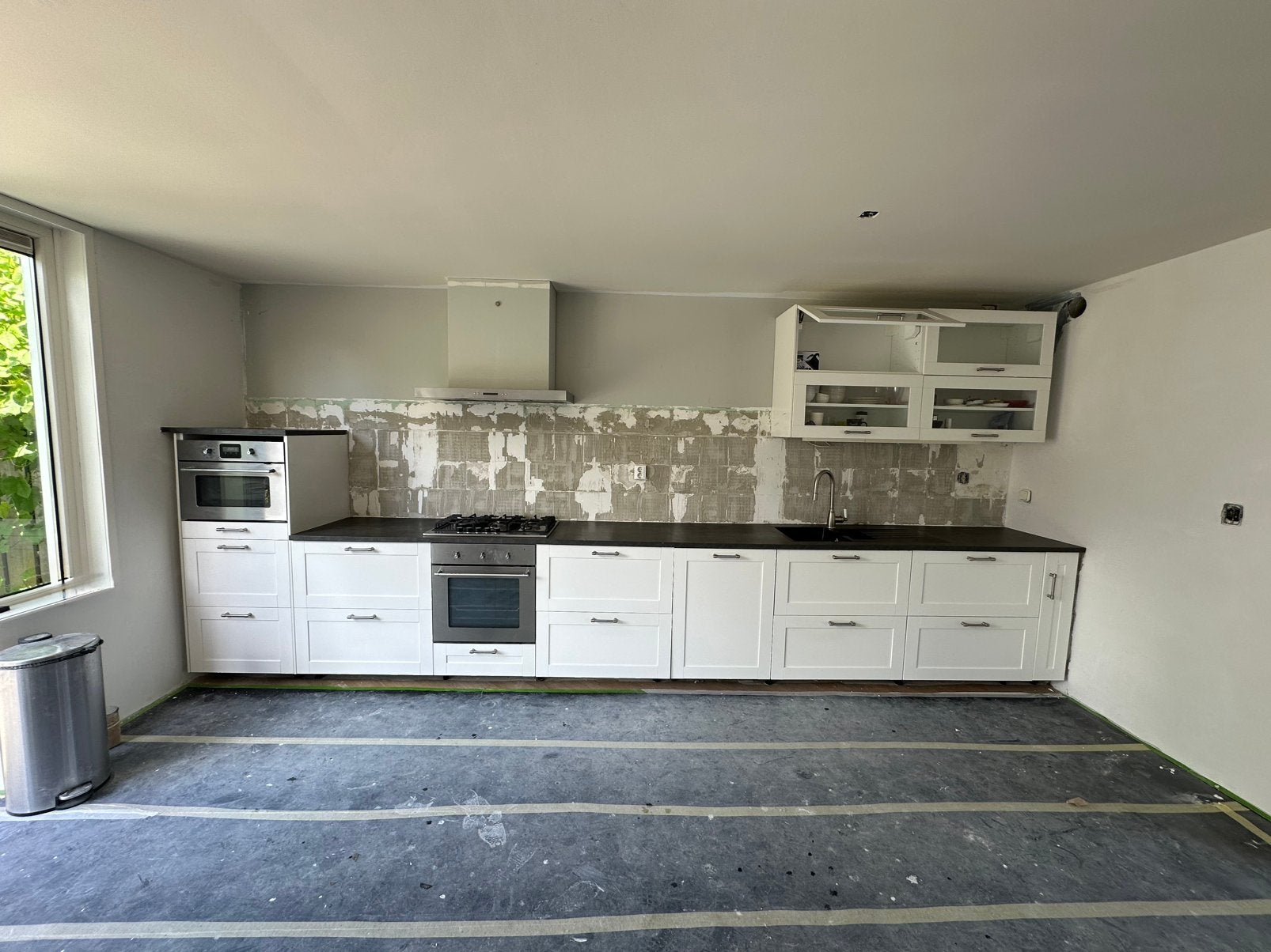 Complete IKEA keuken met apparatuur en werkblad 5,30 breed, Ophalen, Gebruikt, Wit, Enkelwandige keuken