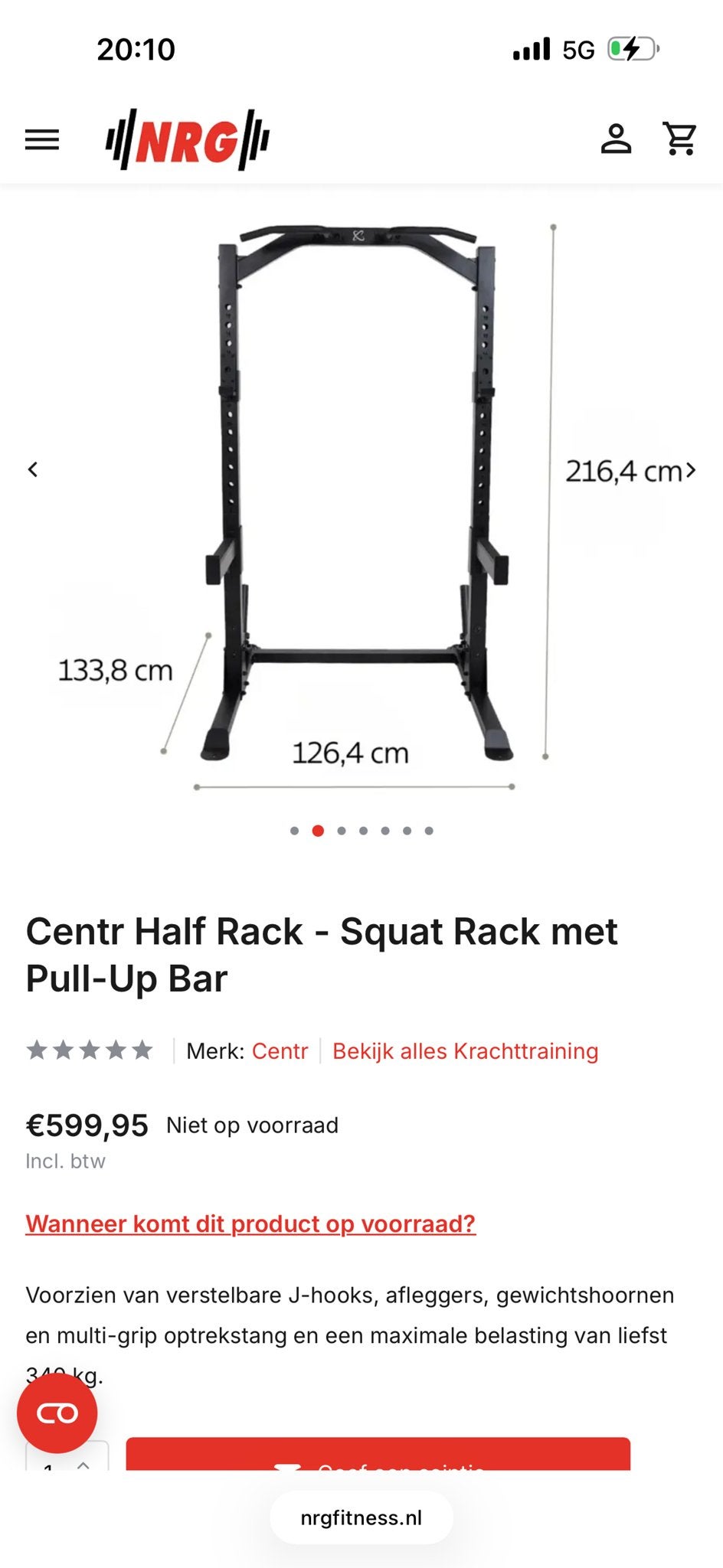Centr Half Rack squat Rack met Toorx Barbell, nieuw nieuw, Ophalen, Zo goed als nieuw, Armen, Halterstangen