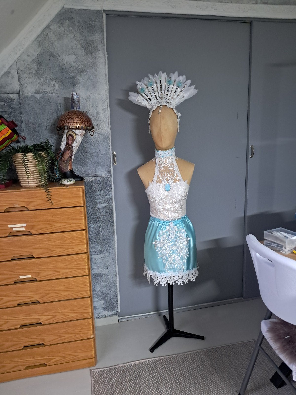 Pakje topje rokje en hoofdtooi, handgemaakt   kleine maat, Ophalen of Verzenden