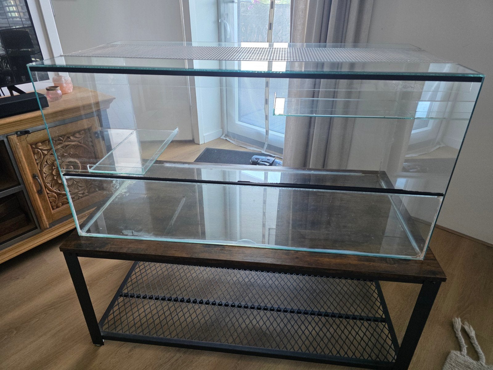 GRATIS glazen terrariumbak 100x50x50, Dieren en Toebehoren, Hamster, Hok, 75 tot 110 cm, Ophalen